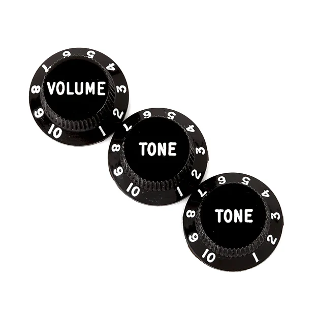 Fender 099-1365-000 Strat Knobs 1V/2T, Black