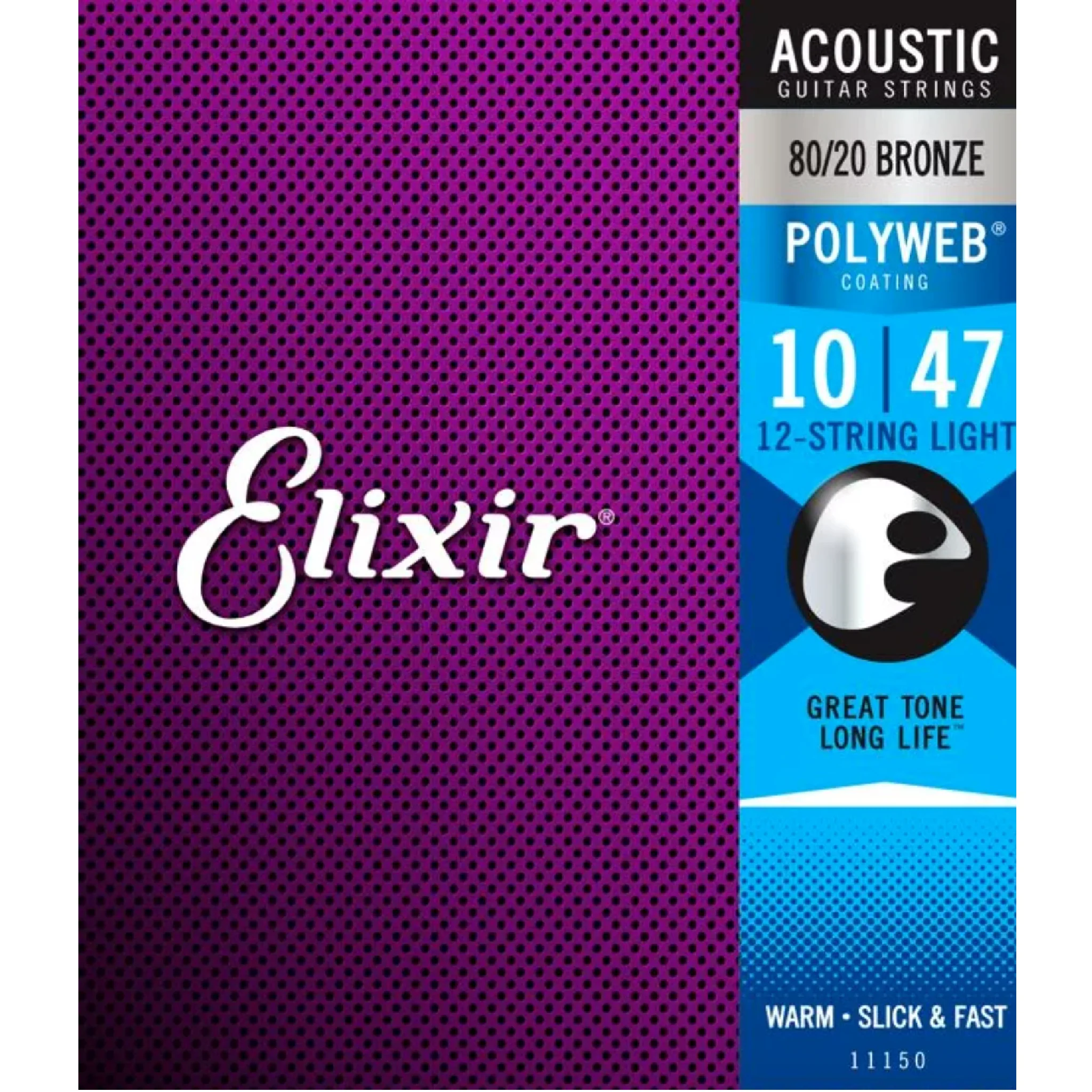 Elixir 11150 POLYWEB 80/20 Bronze Acoustic Guitar Strings Light 10-47 (12-string set)