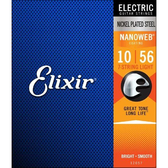 Elixir 12057 NANOWEB Electric Guitar Strings Light 10-56 (7-string set)