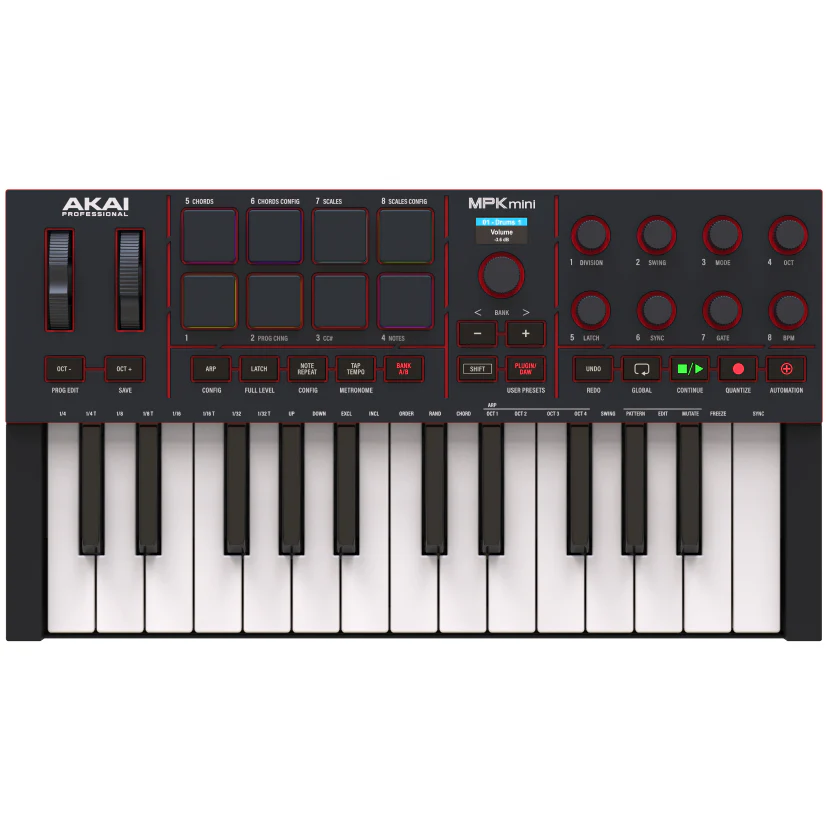 Akai MPKMINI4B Mini Keyboard and Drum Pads, Black