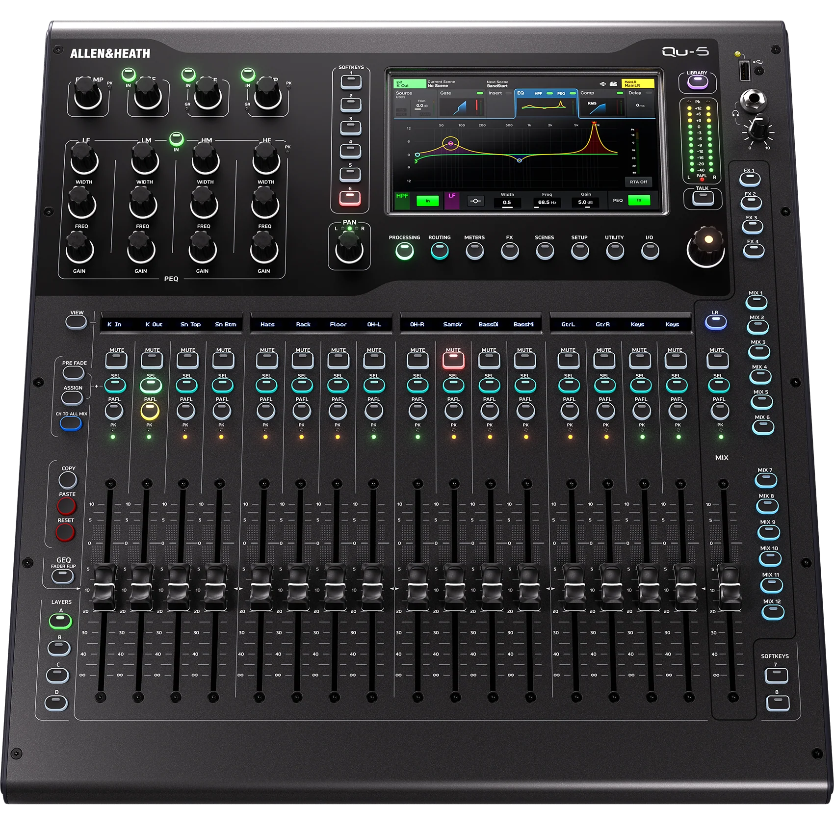 Allen & Heath QU-5 32-Channel Digital Mixer w/ Dante, 16 Preams, 12 Line Out, 16+1 Fader