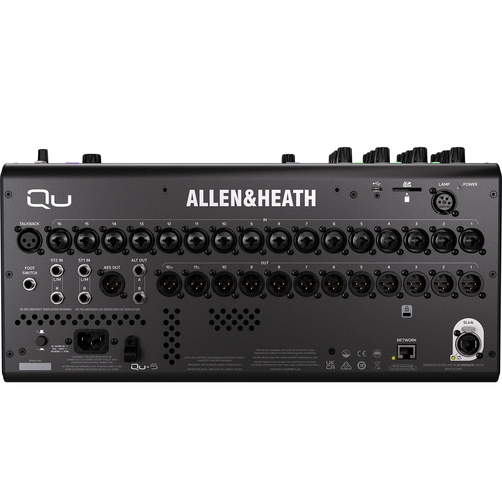 Allen & Heath QU-5 32-Channel Digital Mixer w/ Dante, 16 Preams, 12 Line Out, 16+1 Fader - Image 3