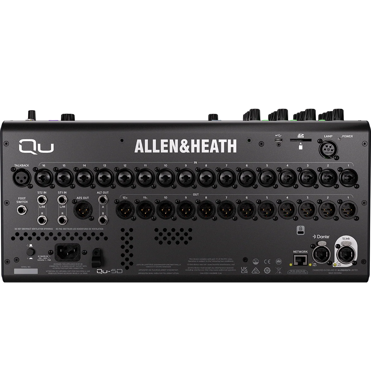 Allen & Heath QU-5D 32-Channel Digital Mixer w/ Dante, 16 Preams, 12 Line Out, 16+1 Fader - Image 3