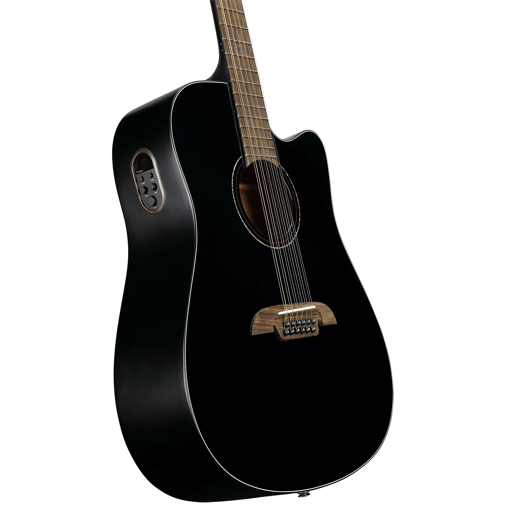Alvarez AD60CE-12-BLK Artist Dreadnought 12-string Guitar, Spruce Top, Mah b/s, Cutaway, Electronics, Black - Image 5