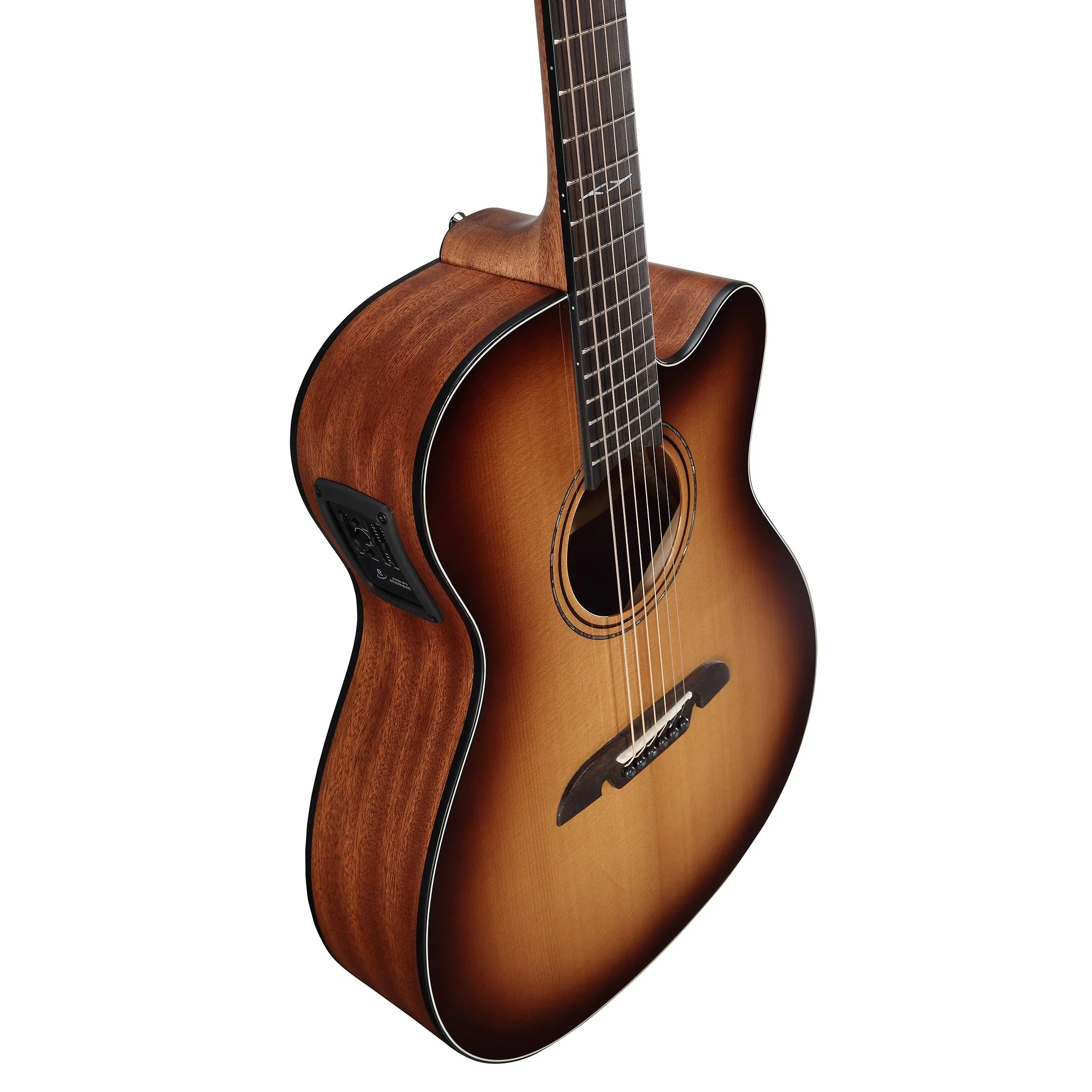 Alvarez AF60CESHB OM/Folk Acoustic-Electric Guitar w/ Cutaway, Electroncis, Sitka Top, Mah b/s - Shadowburst Gloss - Image 5