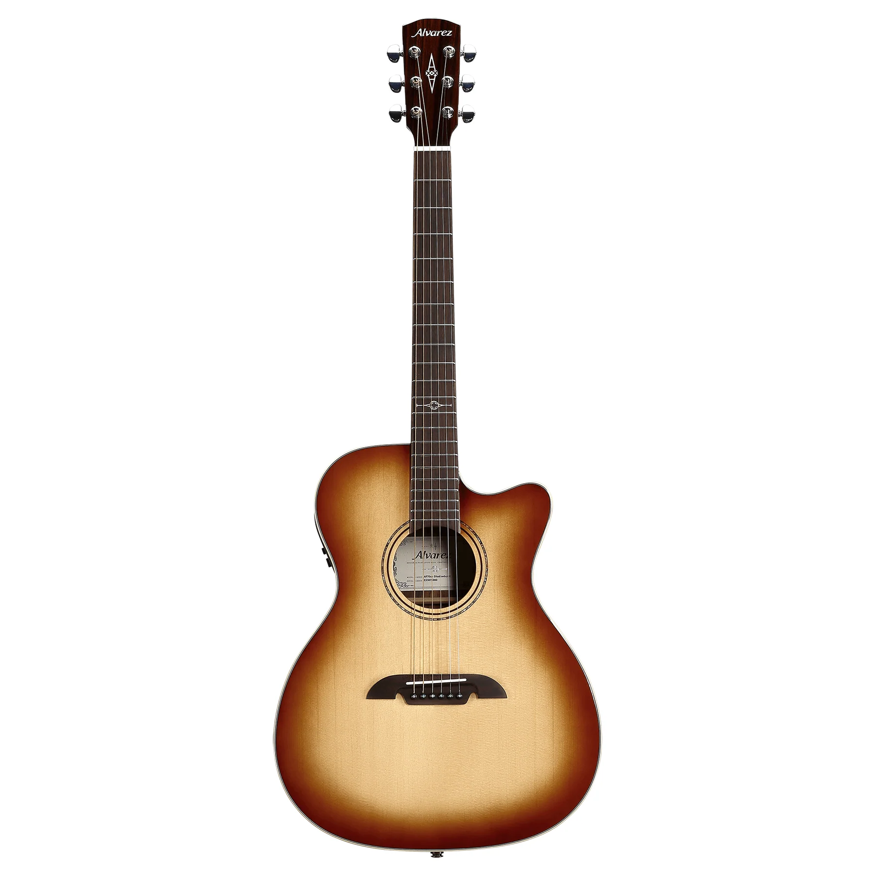 Alvarez AF70CE-SHB Artist OM Guitar, Spruce To, RW b/s, Cutaway, Electronics, Shadowburst