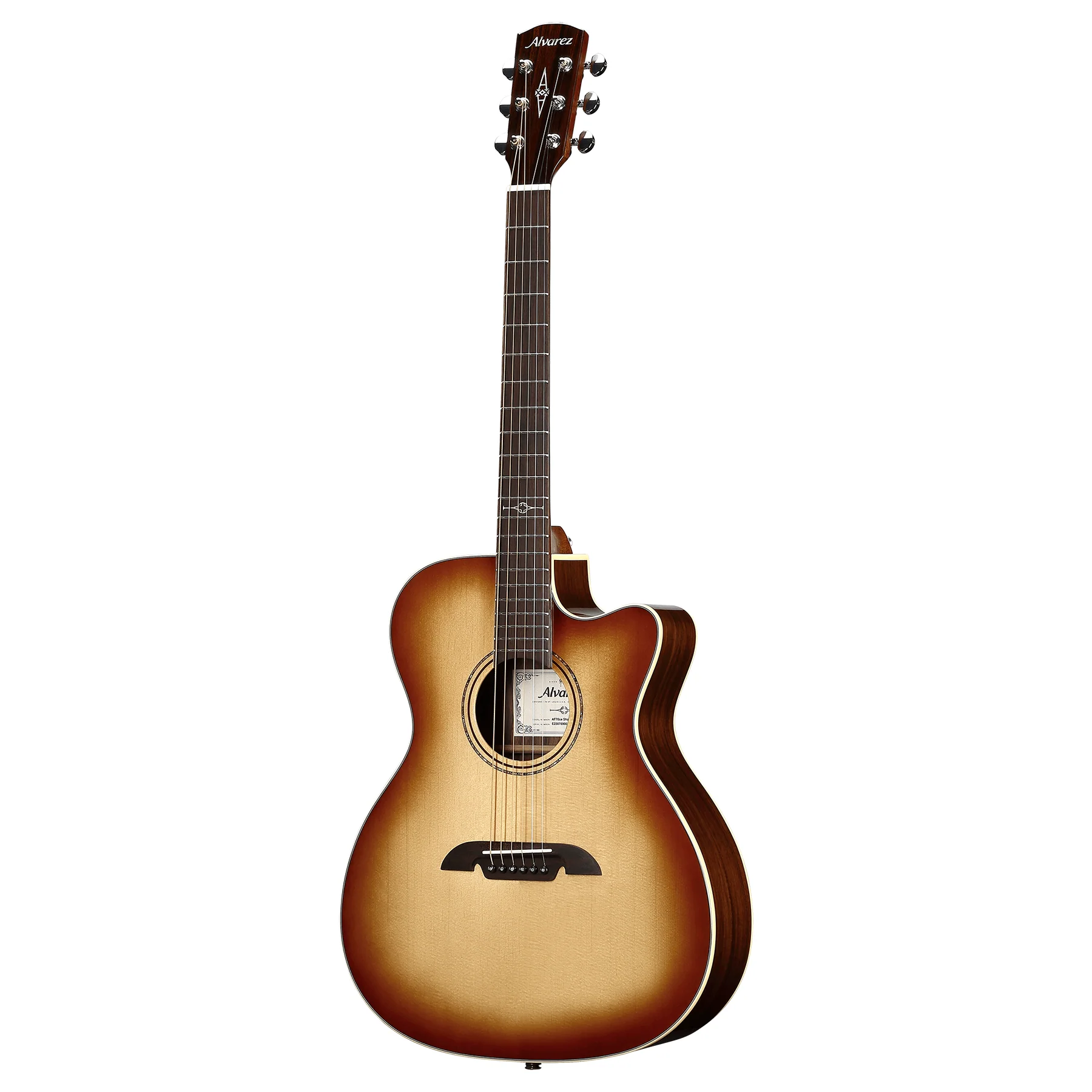 Alvarez AF70CE-SHB Artist OM Guitar, Spruce To, RW b/s, Cutaway, Electronics, Shadowburst - Image 4