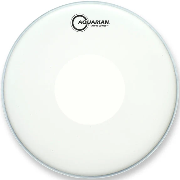 Aquarian TCPD14 14" Texture Coated Snare Batter Drumhead w/ Power Dot, White