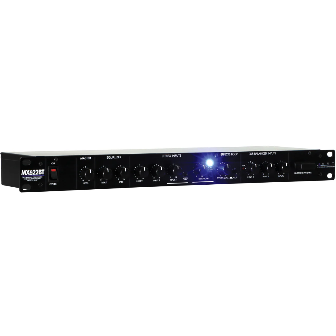 ART MX622BT 6-Channel Stereo Line Mixer w/ BT and Effects Loop, 1U Rack Mount - Image 3