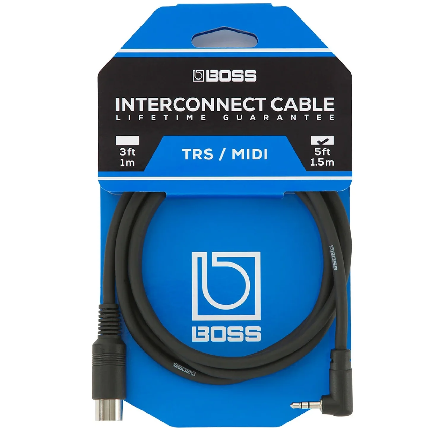 Boss BMIDI-5-35 Angled 3.5 mm TRS to 5-pin male MIDI Cable
