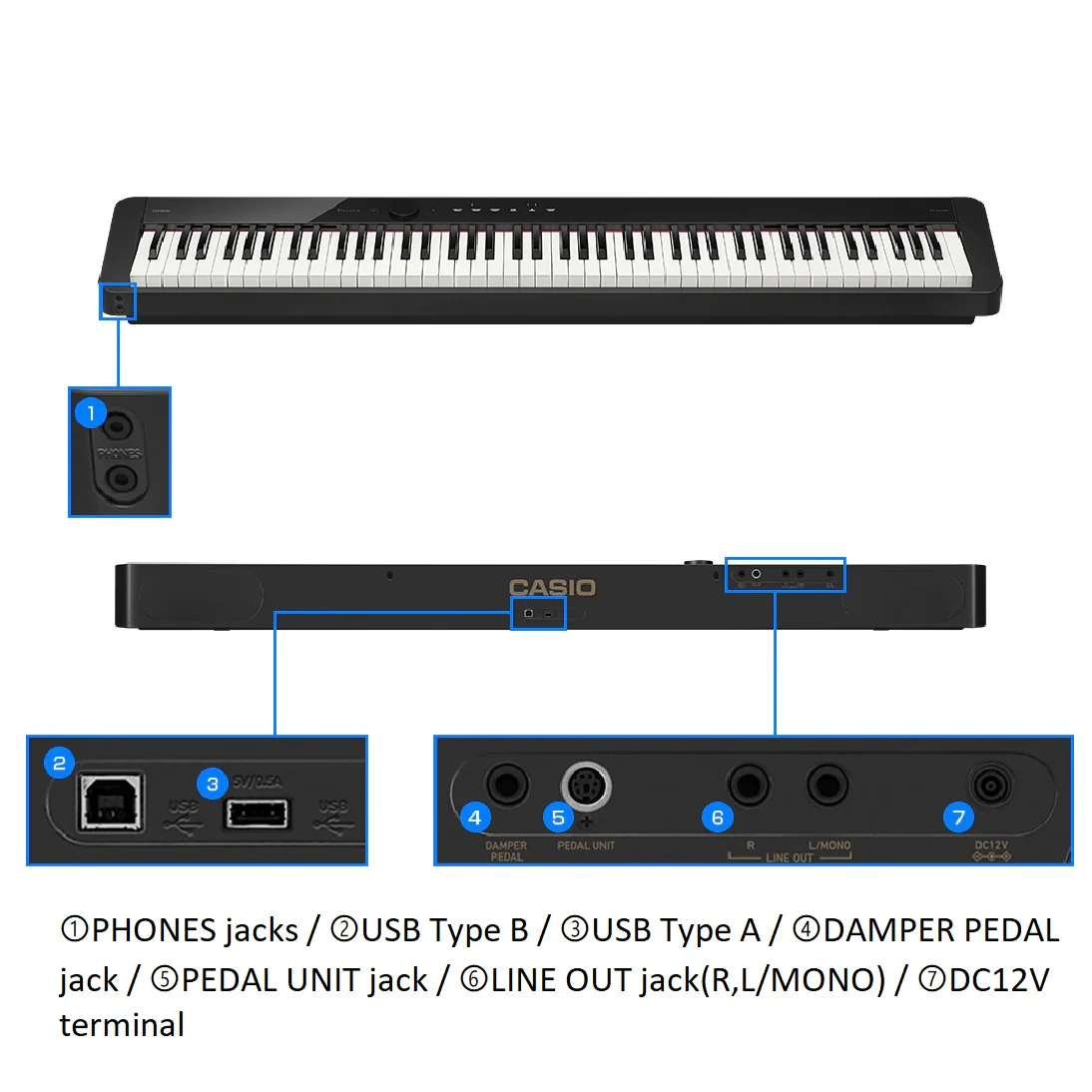 Casio PX-S1100WE 88-Key Digital Piano, Includes WU-BT10, White - Image 2