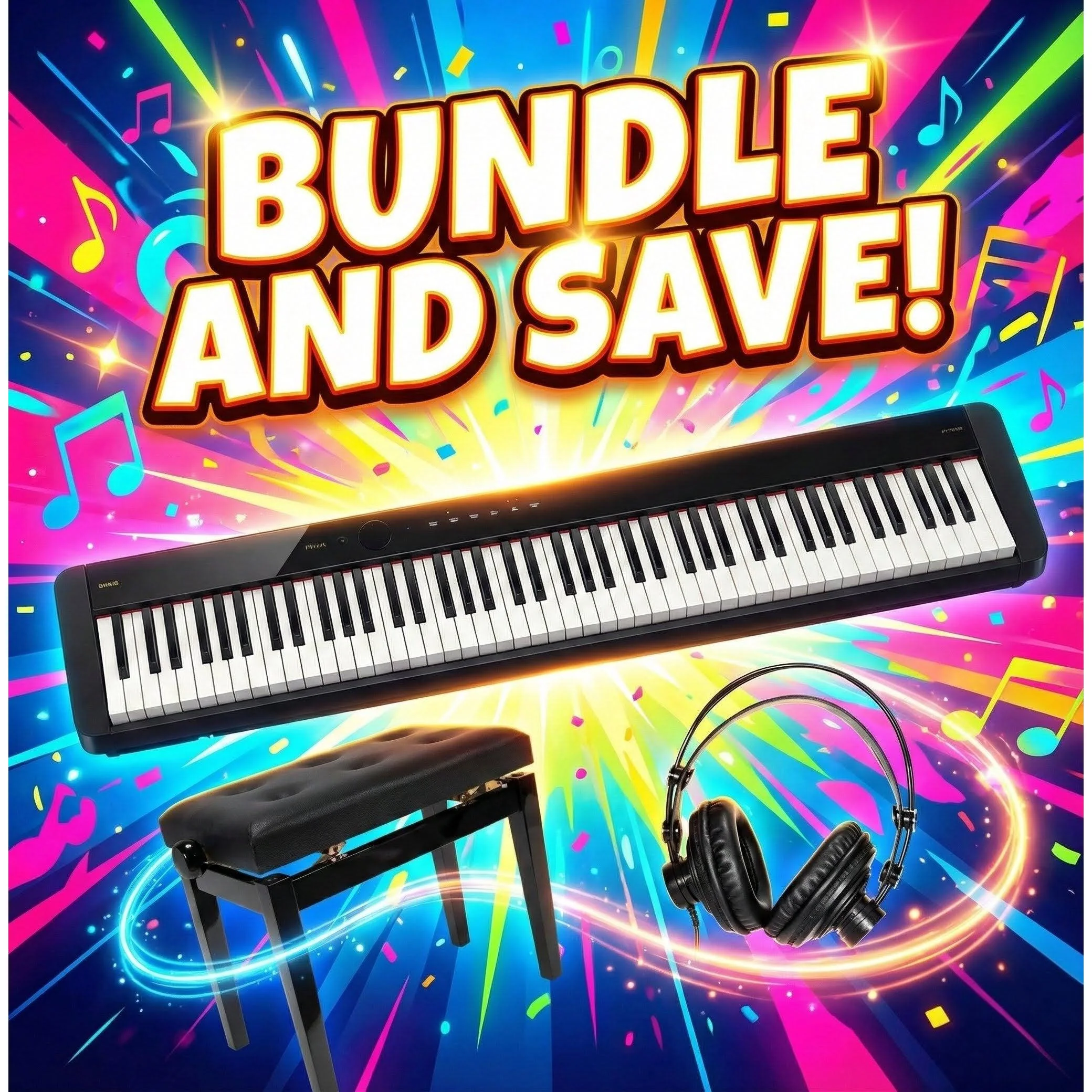 Casio PX-S5000BK 88-Key Piano w/ Free Bench, and Headphones Bundle*