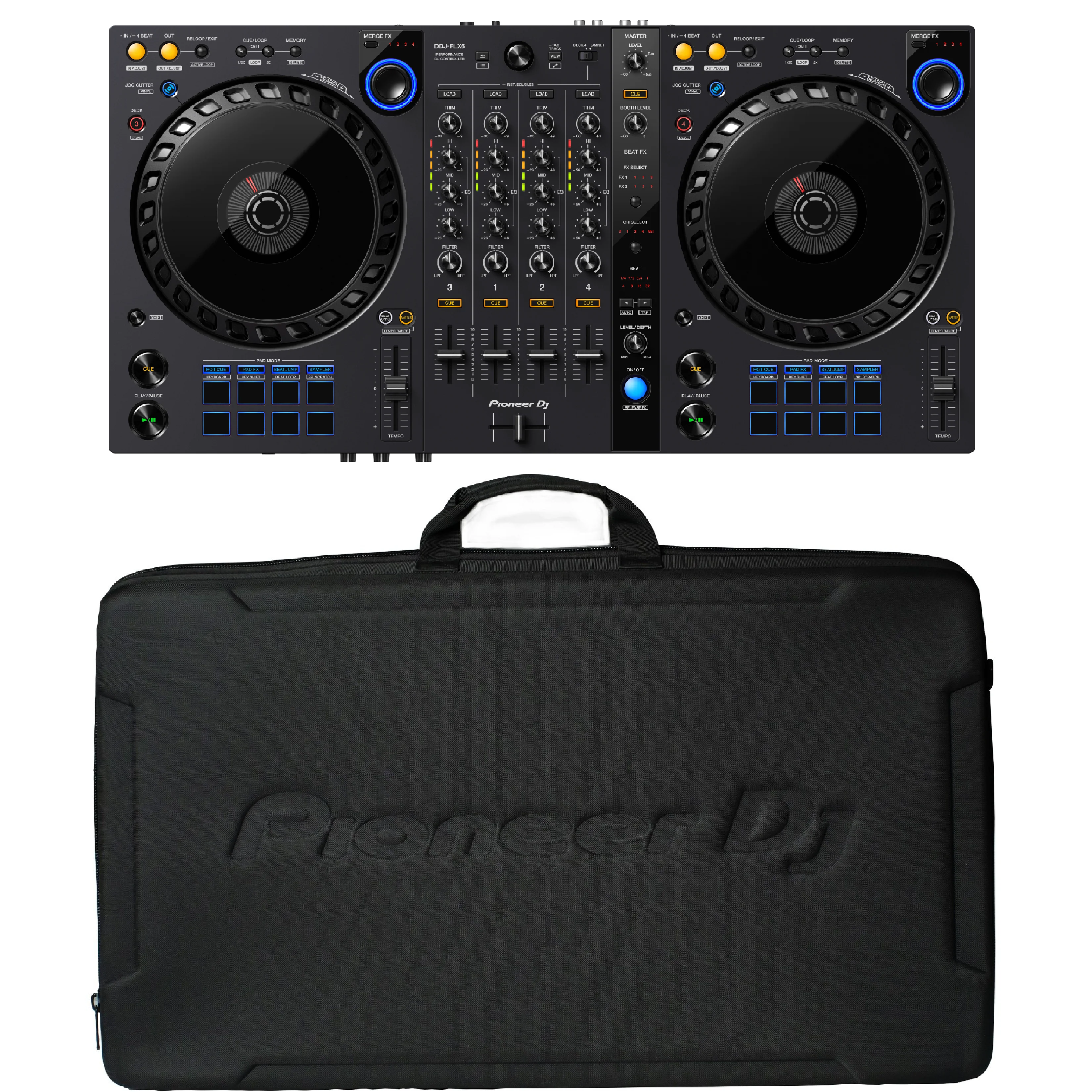 Pioneer DDJ-FLX6 4-channel DJ Controller & DJC-B3 Soft Bag Bundle