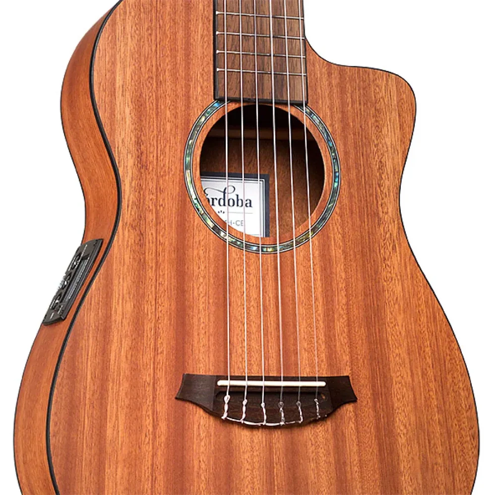 Cordoba MINI-II-MH-CE Mini II Guitar w/ Pickup - Mahogany Top Back and Sides (22 7/8th Scale, E Tuning) - Image 3