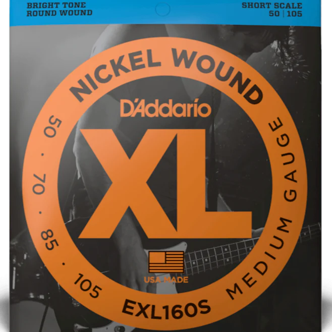 D'addario EXL160S Nickel Wound 50-105 Bass Strings, 4-string, Short Scale