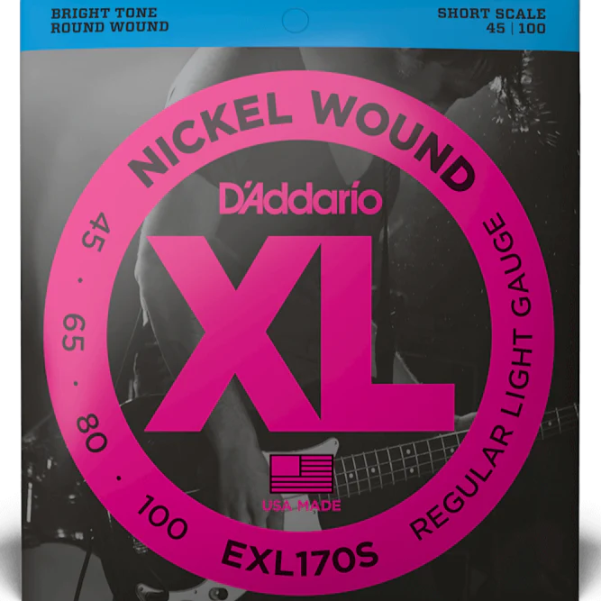 D'addario EXL170S Nickel Wound 45-100 Bass Strings, 4-string, Short Scale