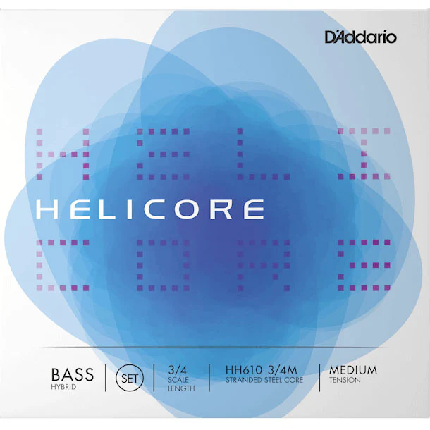 D'Addario HP610-3/4M Helicore Pizzicato Bass String Set, 3/4 Scale, Medium Tension