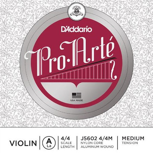 D'addario J5602-4/4M D'Addario Pro-Arte Violin Single A String, 4/4 Scale, Medium Tension