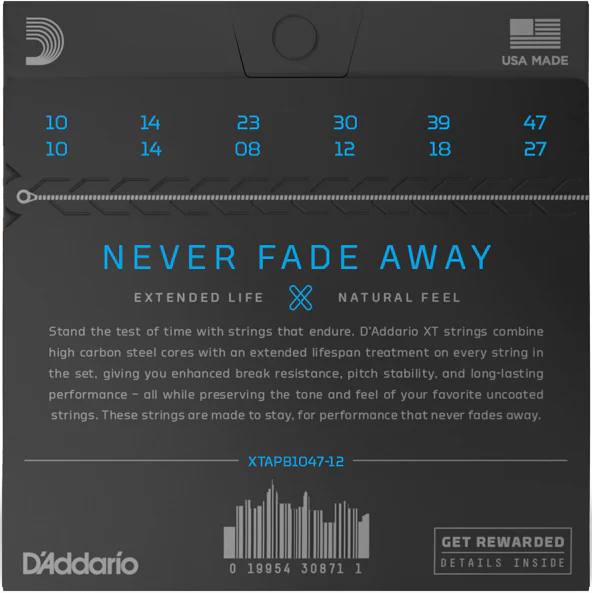 D'addario XTAPB1047-12 XT Coated 12st, Phosphor Bronze, Light 10-47 - Image 2