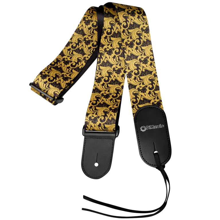 DiMarzio DD3150 2" Graphic Web, Black & Gold Strap