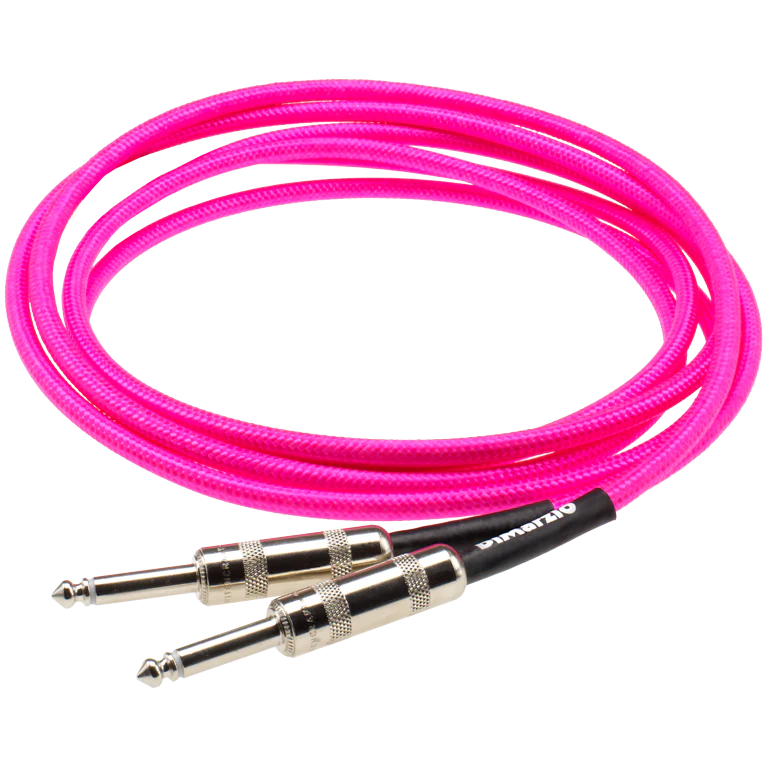 DiMarzio EP1710SSPK 10' Overbraid Instrument Cable, Neon Pink