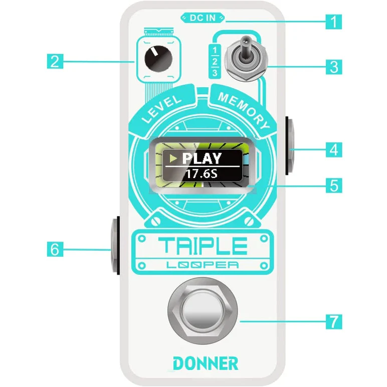 Donner EC1211 Triple Looper Pedal w/ Screen - Image 6