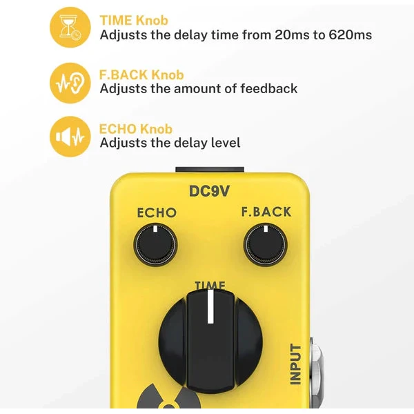 Donner EC748 Yellow Fall Delay Pedal - Image 6