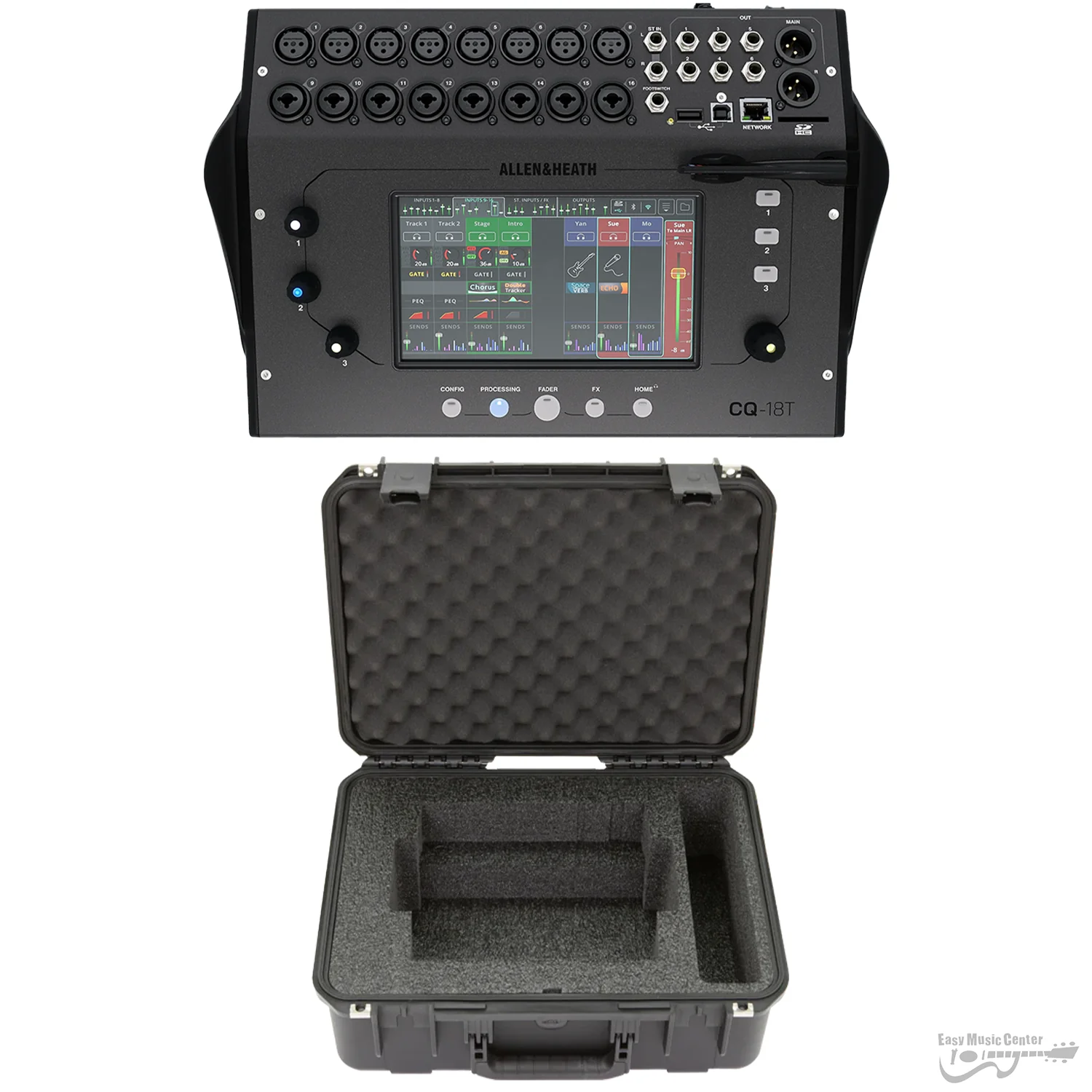 Easy Music Center CQ-18T 18-Channel Digital Mixer w/ SKB 3I1813-7-CQ1 iSeries Case Bundle