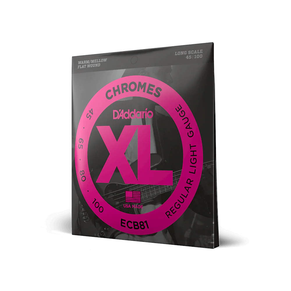 D'Addario ECB81 Chromes Bass Guitar Strings, Light, 45-100, Long Scale Flat Wound - Image 3