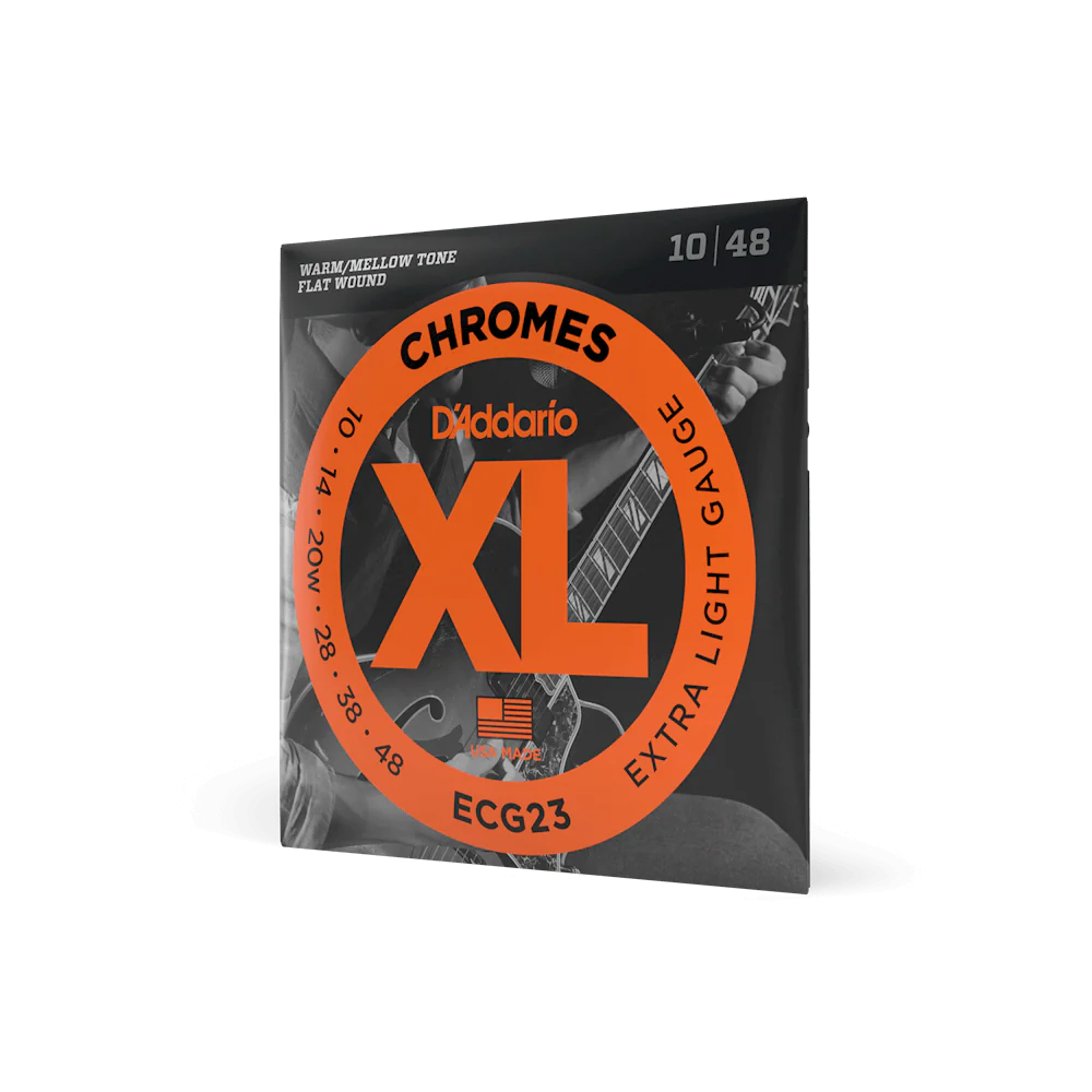 D'Addario ECG23 Chromes Flat Wound Electric Guitar Strings, Extra Light, 10-48 - Image 4