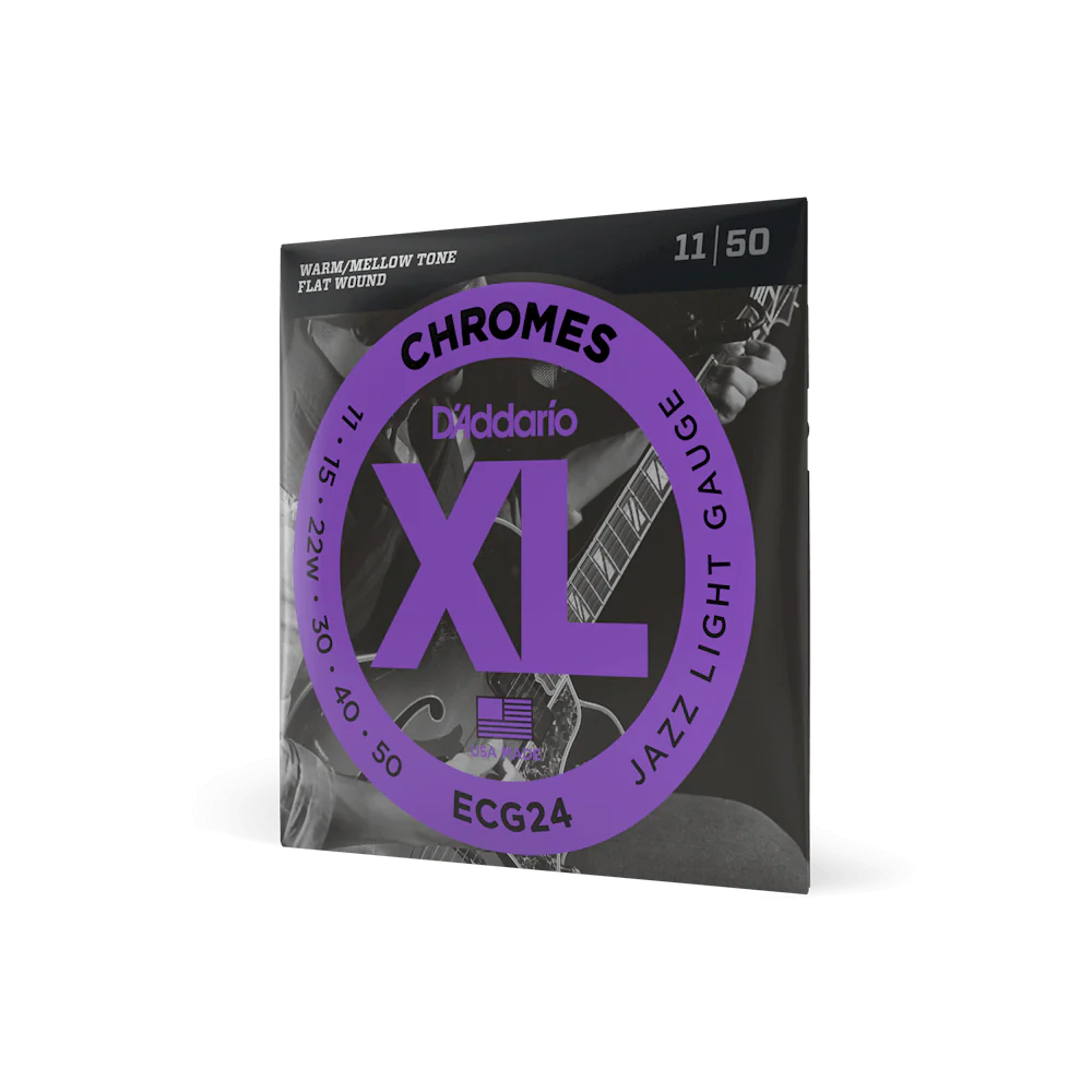 D'Addario ECG24 Chromes Flat Wound Electric Guitar Strings, Jazz Light, 11-50 - Image 4
