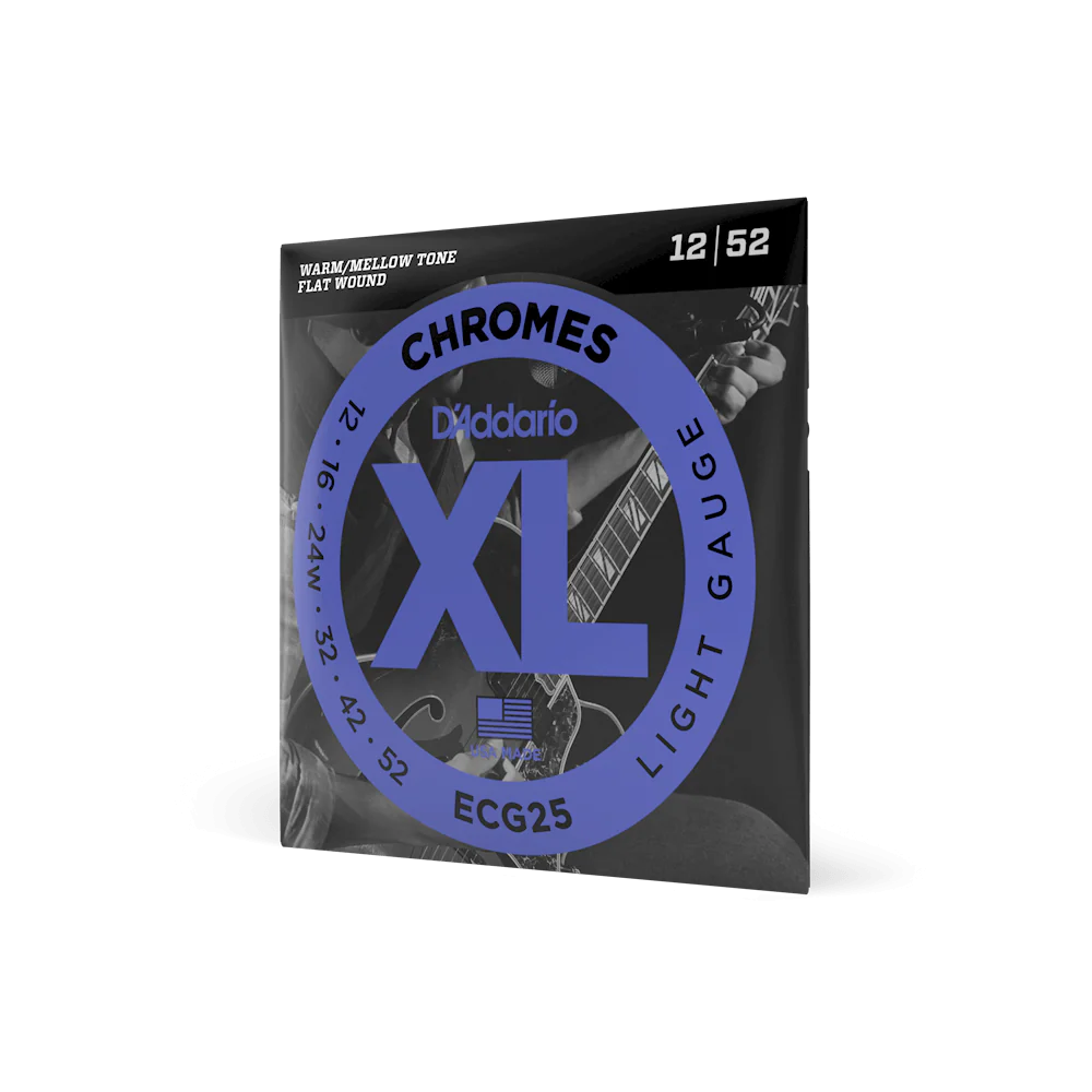 D'Addario ECG25 Chromes Flat Wound Electric Guitar Strings, Light, 12-52 - Image 4