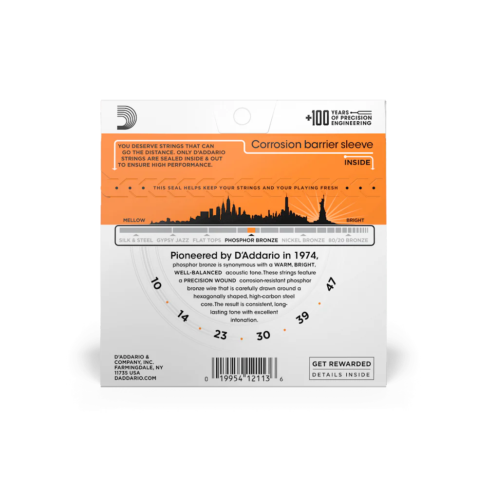D'Addario EJ15 Phosphor Bronze Acoustic Guitar Strings, Extra Light, 10-47 - Image 2