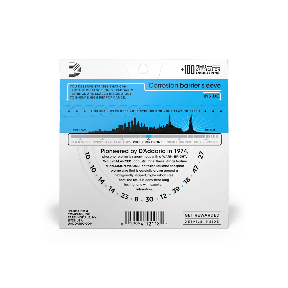 D'Addario EJ38 12-String Phosphor Bronze Acoustic Guitar Strings, Light, 10-47 - Image 2