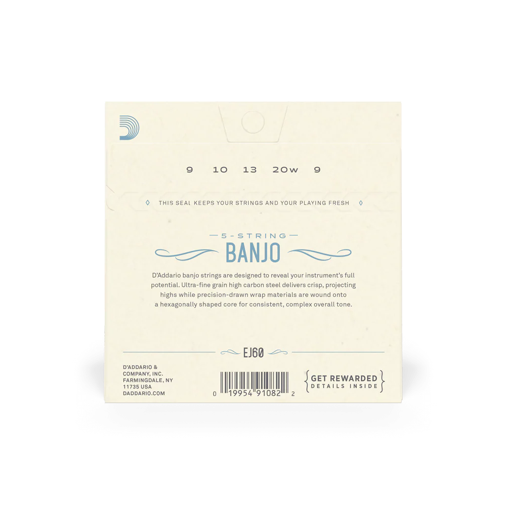 D'Addario EJ60 5-String Banjo Strings, Nickel, Light, 9-20 - Image 2