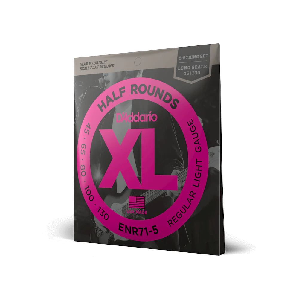 D'Addario ENR71-5 Half Round 5-String Bass Guitar Strings, Regular Light, 45-130, Long Scale - Image 3