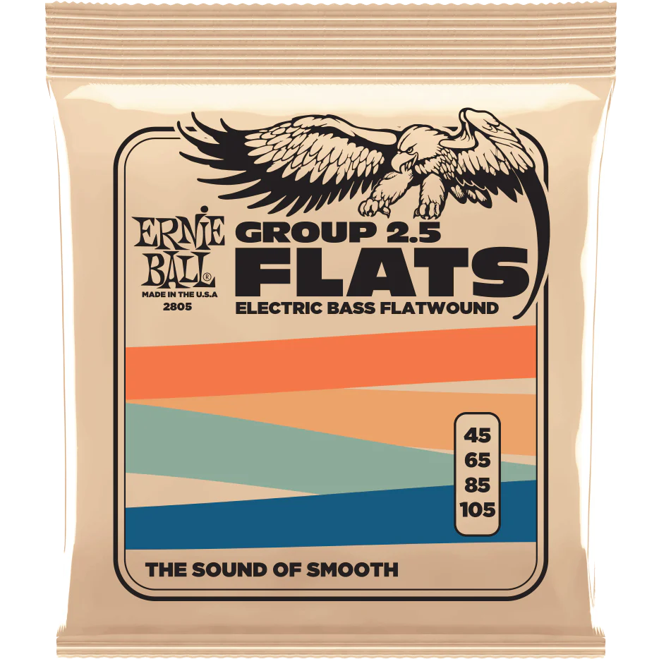 Ernie Ball P02805 Flatwound Long-Scale Electric Bass Strings, 45-105 Gauge