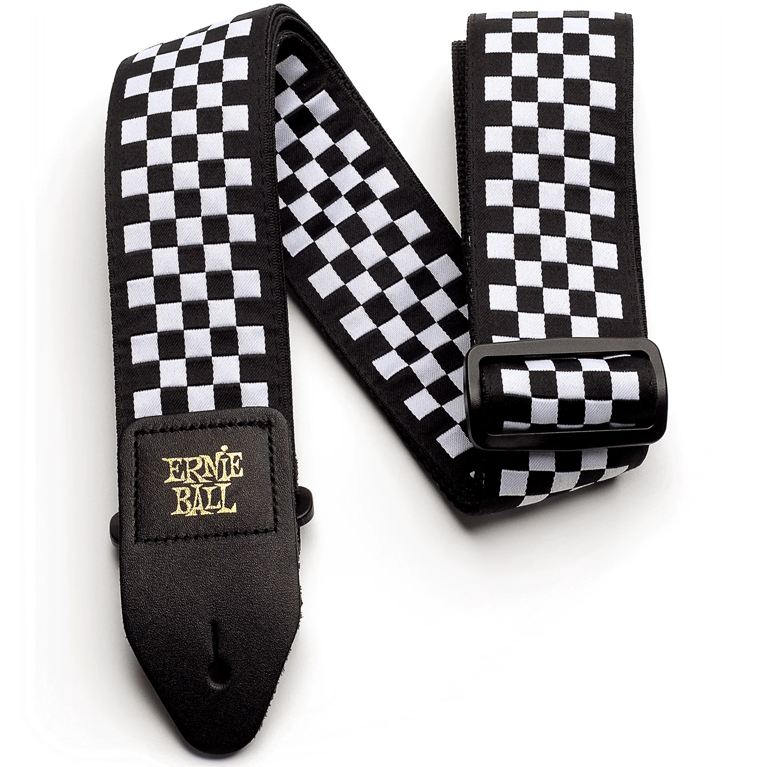 Ernie Ball P04149 Classic Jacquard Guitar Strap, Black & White Checkers