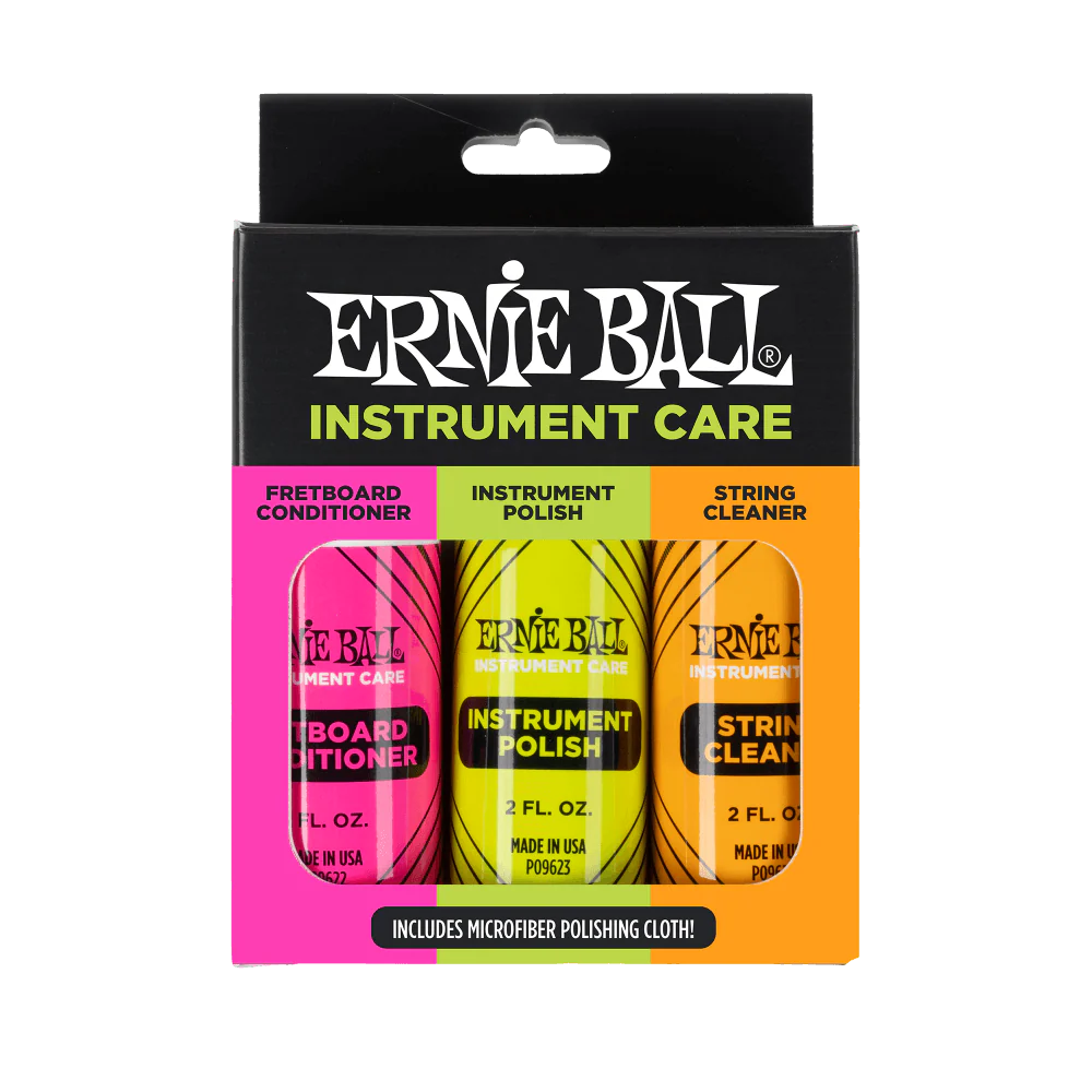 Ernie Ball P04225 Instrument Care 3-Pack with Microfiber Polish Cloth