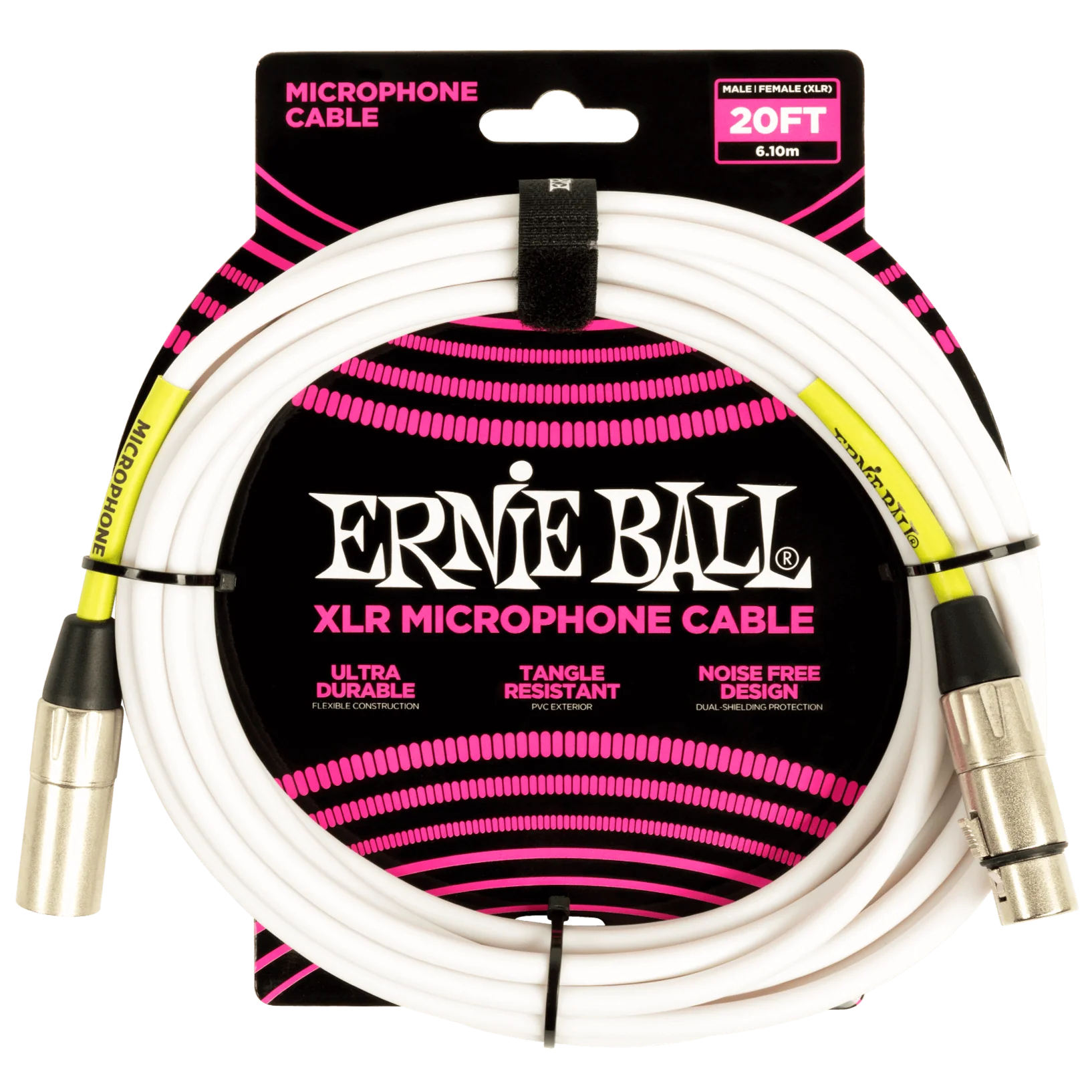 Ernie Ball P06389 20' XLR Mic Cable, XLRF to XLRM, White