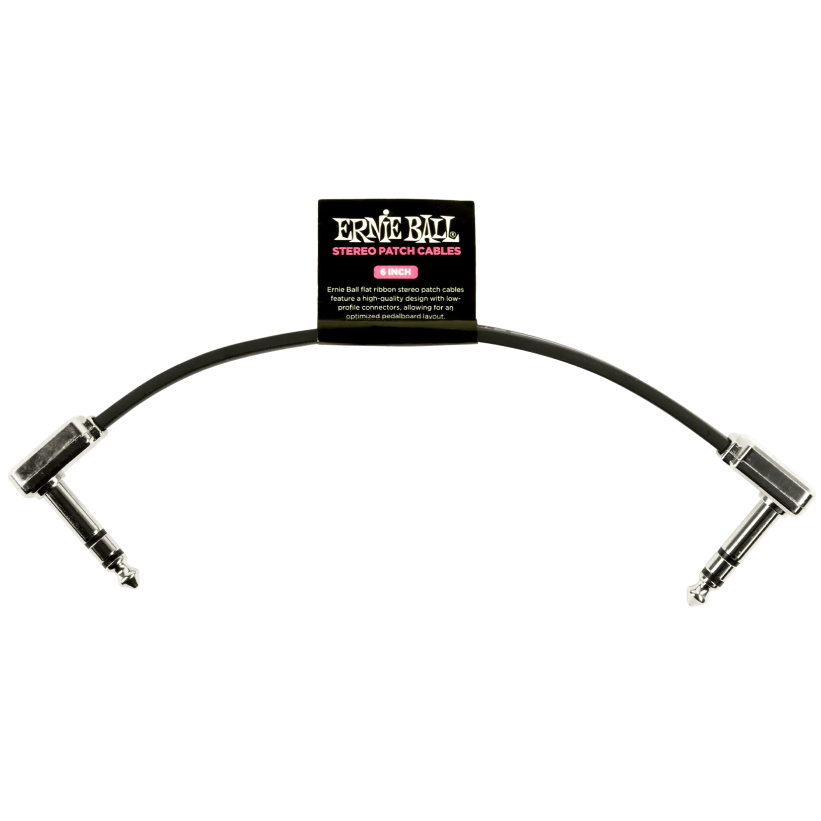 Ernie Ball P06408 6" TRS Flat Ribbon Patch Cable, Single, Black