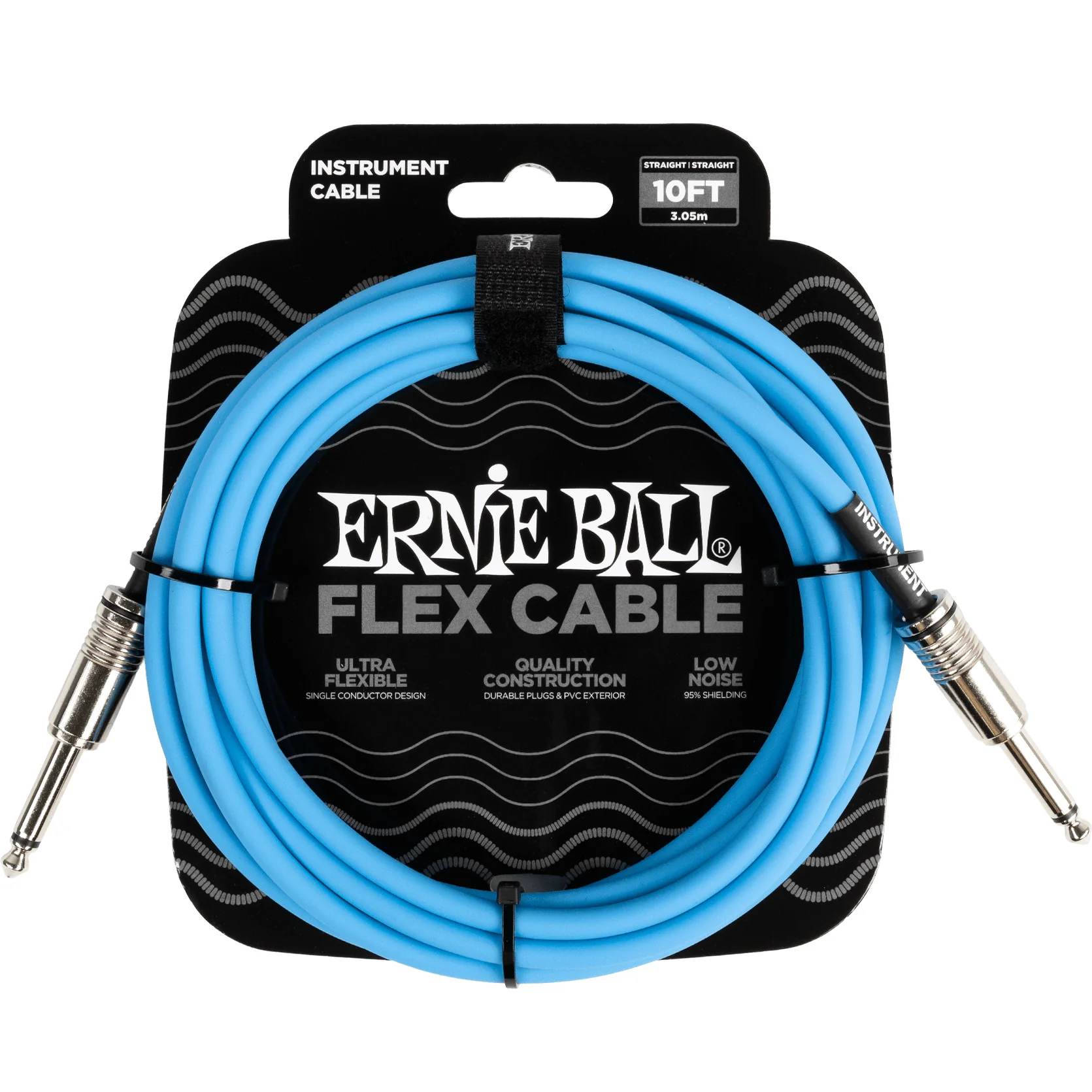 Ernie Ball P06412 10' Instrument Cable, Straight/Straight, Blue