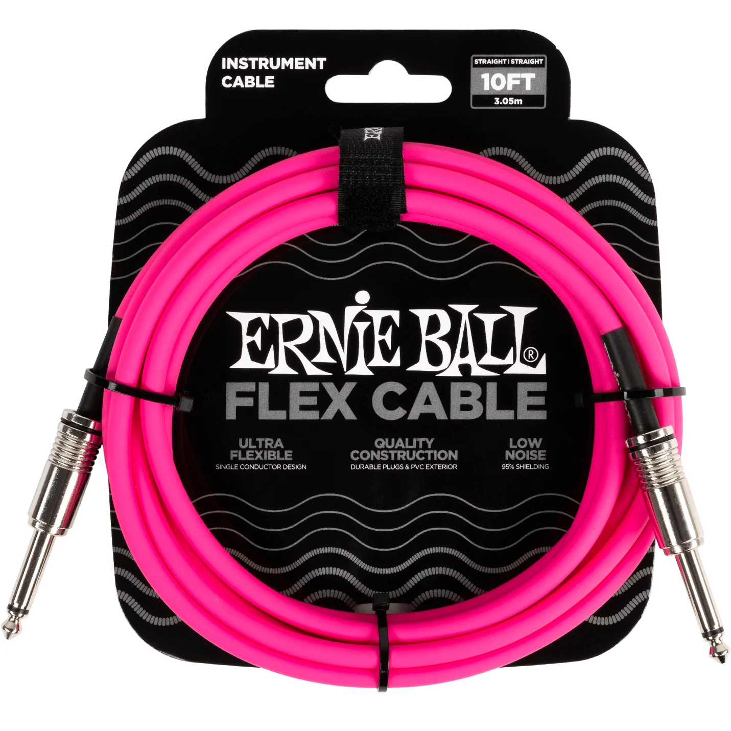 Ernie Ball P06413 10' Instrument Cable, Straight/Straight, Pink