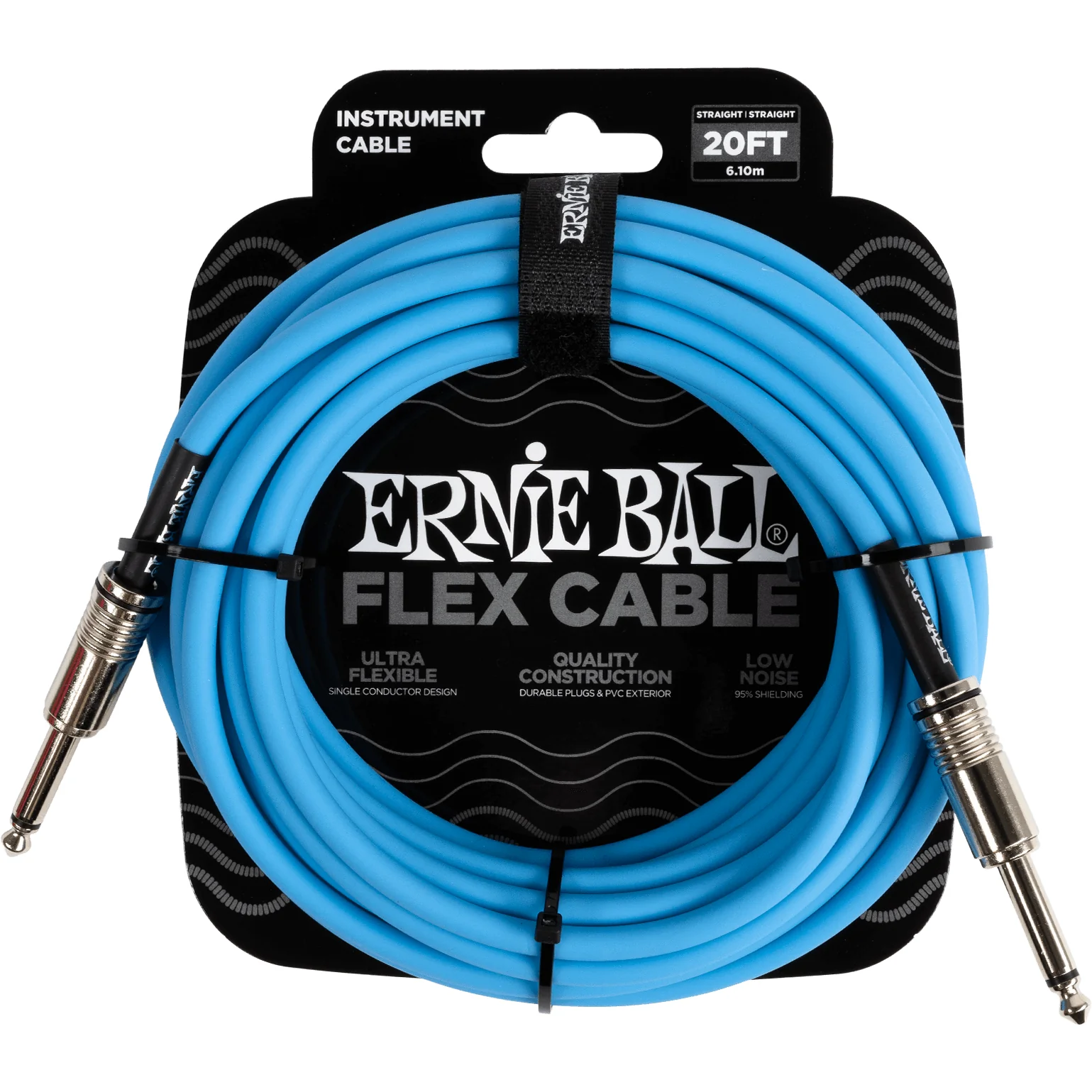 Ernie Ball P06417 20' Instrument Cable, Straight/Straight, Blue