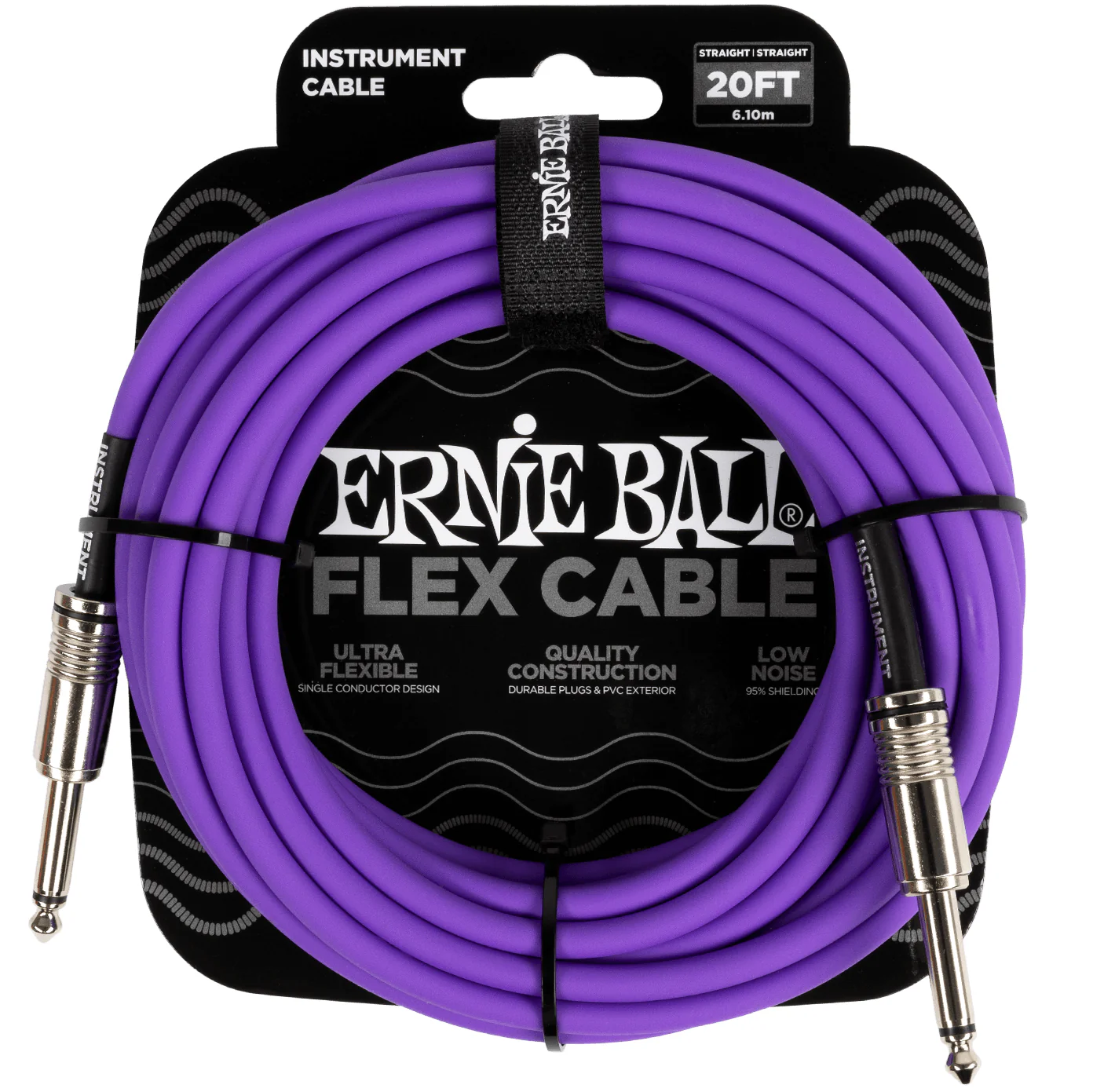 Ernie Ball P06420 20' Instrument Cable, Straight/Straight, Purple