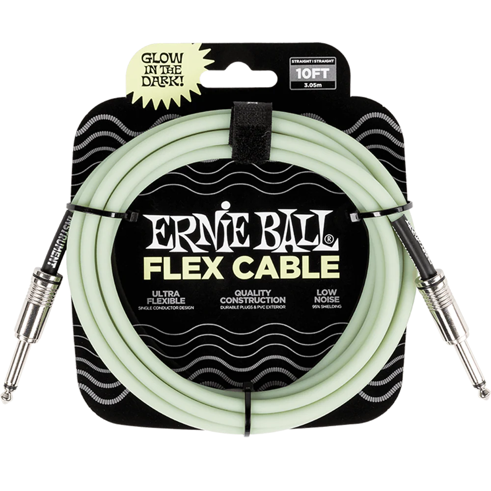 Ernie Ball P06436 10' Instrument Cable, Straight/Straight, Glow-In-The-Dark