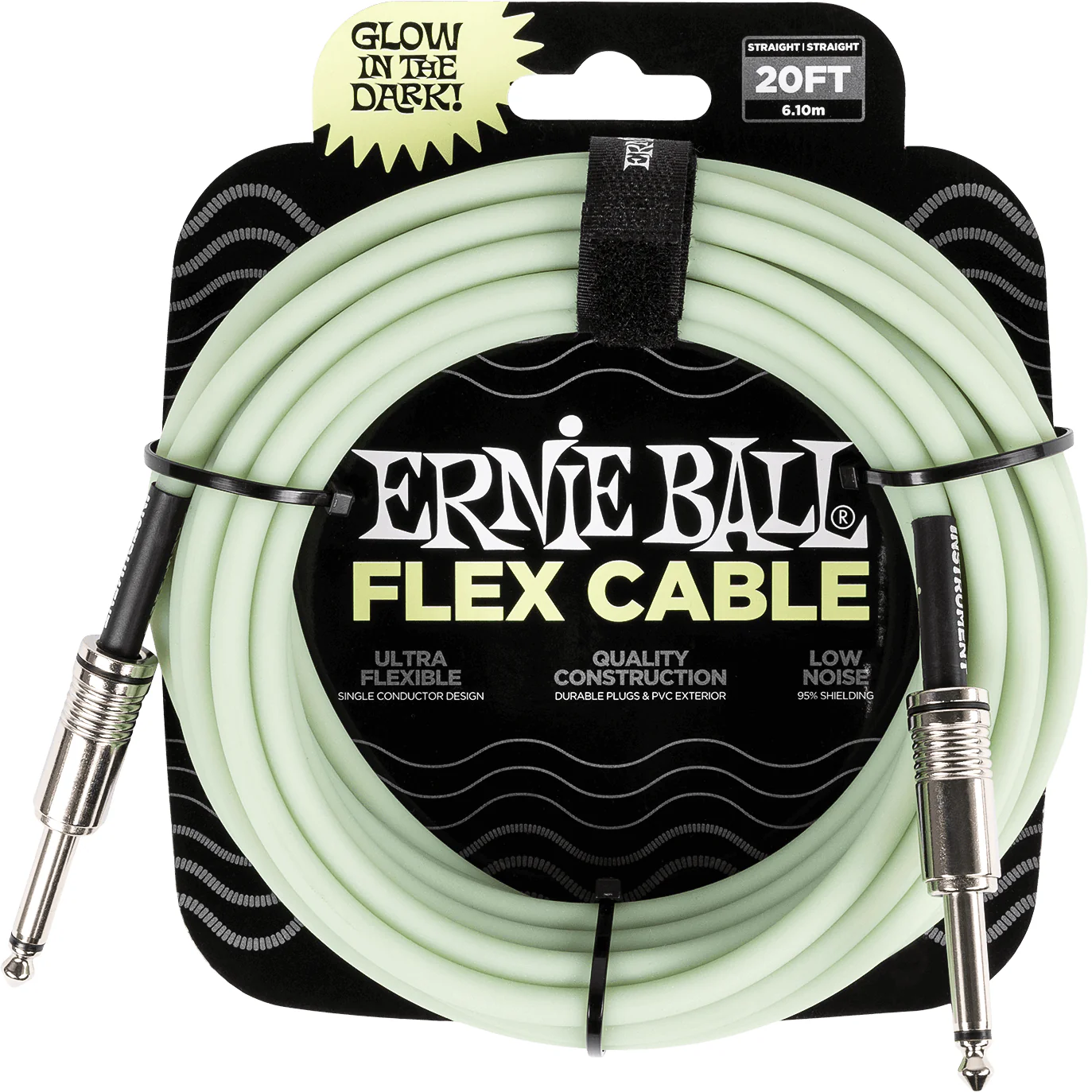 Ernie Ball P06437 20' Instrument Cable, Straight/Straight, Glow-In-The-Dark