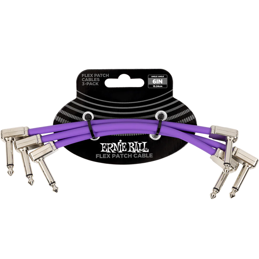 Ernie Ball P06452 6" Patch Cable, 3-Pack, Purple