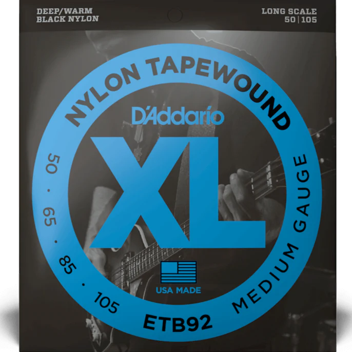 D'Addario ETB92 Nylon Tapewound Bass Guitar Strings, Medium, 50-105, Long Scale