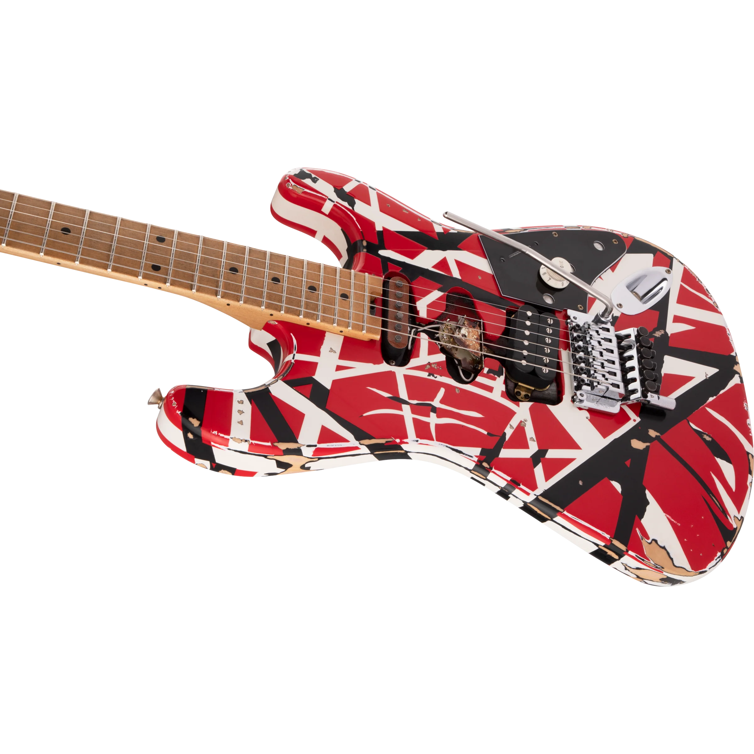 EVH 510-7900-503 Frankie Electric Guitar, Maple Fingerboard, Red w/ Black Stripes Relic - Image 3